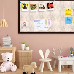 ArtzFolio Beige & Brown Abstract Printed Wooden Bulletin Board With Sticky Notes image 1