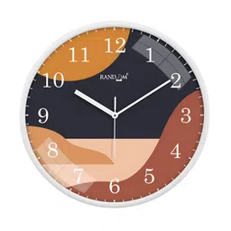 RANDOM Blue & Orange Printed Analogue Wall Clock image 1