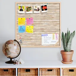 ArtzFolio Camel Brown Nature Texture Wooden Bulletin Board With Push Pin & Sticky Notes image 1