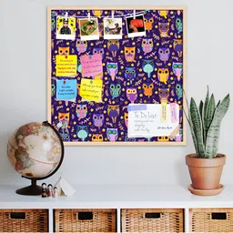 ArtzFolio Camel Brown Owls  Printed Wooden Bulletin Board With Sticky Notes image 1