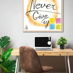 ArtzFolio Camel Brown Typography Printed Wooden Bulletin Board With Sticky Notes image 1