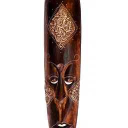 Classical Youth Brown & Beige Patterned Afro Egyptian Wooden Wall Decor Mask-6