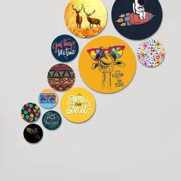 ArtVibes Pack Of 11 Yellow & Blue Good Vibes Wooden Wall Decor-image-7
