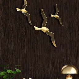 THE ARTMENT Set Of 3 Gold Abstract Golden Birds Wall Decor-image-85