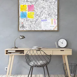 ArtzFolio Grey & White Abstract Monochrome Printed Wooden Bulletin Board With Sticky Notes image 2