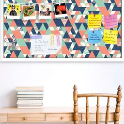 ArtzFolio White & Blue Colorful Triangles Printed Hanging Bulletin Board image 2