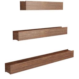 Home Sparkle Set of 3 Brown MDF Basic Wall Shelf image 2