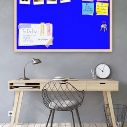 ArtzFolio Brown & Blue Wooden Bulletin Board With Push Pin & Sticky Notes image 2