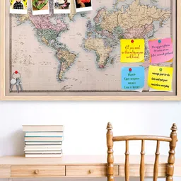 ArtzFolio Brown World Map On Mercators Projection Circa1860 Printed Wooden Bulletin Board image 2