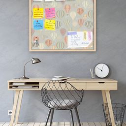 ArtzFolio Camel Brown & Grey Air Balloons Printed Hanging Bulletin Board With Sticky Notes image 2