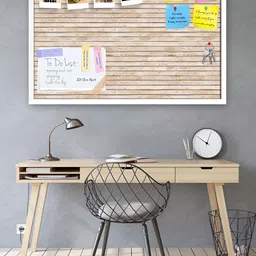 ArtzFolio White Natural Texture Printed Wooden Bulletin Board With Sticky Notes image 2