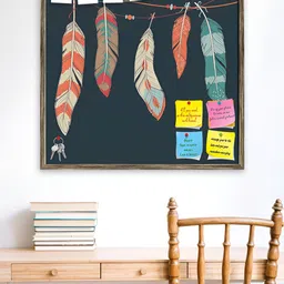 ArtzFolio Brown Printed Wooden Bulletin Board With Sticky Notes image 3