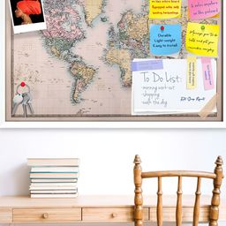 ArtzFolio White World Map Printed Wooden Bulletin Board With Sticky Notes image 3