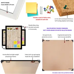 ArtzFolio White & Grey Wood Bulletin Board With Sticky Notes image 4