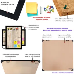 ArtzFolio Black Feathers Hanging On Threads Printed Wooden Bulletin Board With Sticky image 4