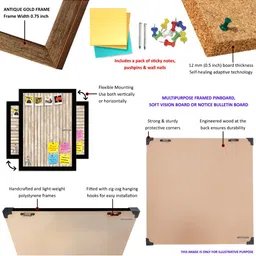 ArtzFolio Brown Printed Wooden Bulletin Board With Sticky Notes image 4