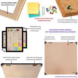 ArtzFolio Brown & Grey Printed Wooden Bulletin Board With Sticky Notes image 4