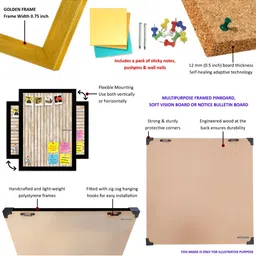 ArtzFolio Orange-Coloured Wooden Bulletin Board With Push Pin & Sticky Notes image 4