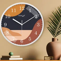RANDOM Blue & Orange Printed Analogue Wall Clock image 5