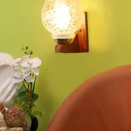 ELIANTE Brown Printed Cylinder Shaped  Contemporary Wooden Wall Lamp-image-46