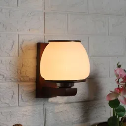 ELIANTE Brown and White Wooden Contemporary Abstract Shaped Wall Lamp-9