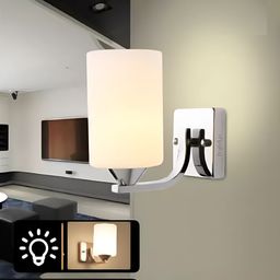 BrightLyt Silver-Toned & White Cylindrical Shaped Metal Wall Lamp-8