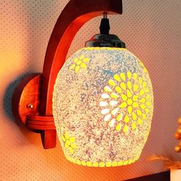 BrightLyt Brown & White Wooden Spherical Wall Lamp-15