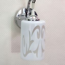 BrightLyt Silver-Toned & White Printed Cylindrical Shaped Glass Wall Lamp-18