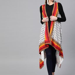 Geroo Jaipur Ethnic Printed Longline Waterfall Shrug-30