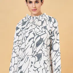 Annabelle by Pantaloons Printed Cuffed Sleeves High Neck Top-image-12