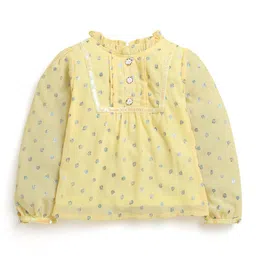 Tiny Girl Floral Print Mandarin Collar Top-18