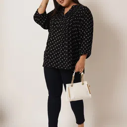 IX IMPRESSION Plus Size Geometric Print Mandarin Collar Top image 5