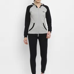 Yuuki Women Black & Grey Colourblocked Sport Essentials Mock Collar Track Suit-picture-31
