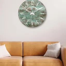 OLIVE TREE Green & Brown Printed Round Contemporary Wall Clock-image-80