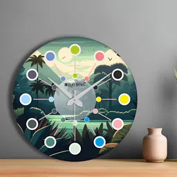 OLIVE TREE Green & Beige Printed Round Contemporary Wall Clock-picture-47