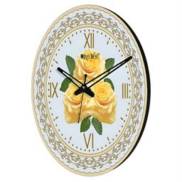 OLIVE TREE White & Yellow Printed Round Contemporary Wall Clock-12