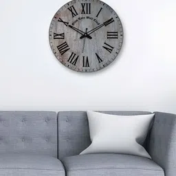 OLIVE TREE Grey & Black Printed Round Contemporary Wall Clock-3