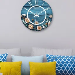 OLIVE TREE Blue & White Printed Analogue Contemporary Wall Clock-image-43