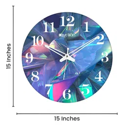 OLIVE TREE Blue & Green Printed Round Contemporary Wall Clock-image-65