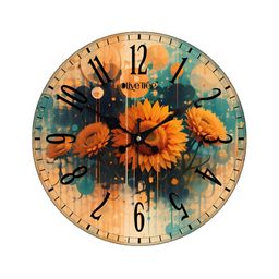OLIVE TREE Green & Orange Printed Round Contemporary Wall Clock-91
