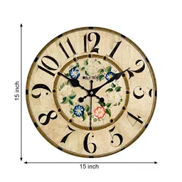 OLIVE TREE Cream-Coloured & Blue Printed Round Contemporary Wall Clock-13