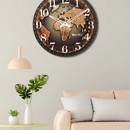 OLIVE TREE Brown & White Printed Round Contemporary Wall Clock-picture-23