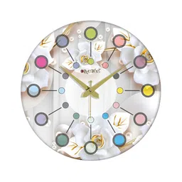OLIVE TREE Grey & Purple Printed Round Contemporary Wall Clock-73