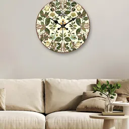 OLIVE TREE Cream-Coloured & Green Printed Analogue Contemporary Wall Clock-18