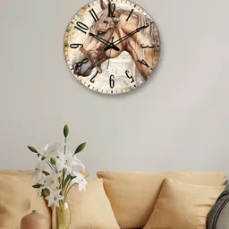OLIVE TREE Beige & Brown Printed Round Contemporary Wall Clock-picture-31