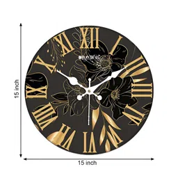 OLIVE TREE Grey & Black Printed Round Contemporary Wall Clock-5
