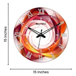 OLIVE TREE Red & White Printed Round Contemporary Wall Clock-8