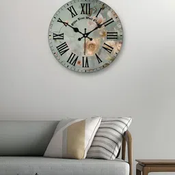 OLIVE TREE Green & Black Printed Round Contemporary Wall Clock-picture-17