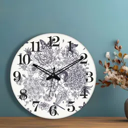 OLIVE TREE White & Black Printed Round Contemporary Wall Clock-picture-40