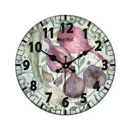 OLIVE TREE Green & Purple Printed Round Contemporary Wall Clock-picture-52
